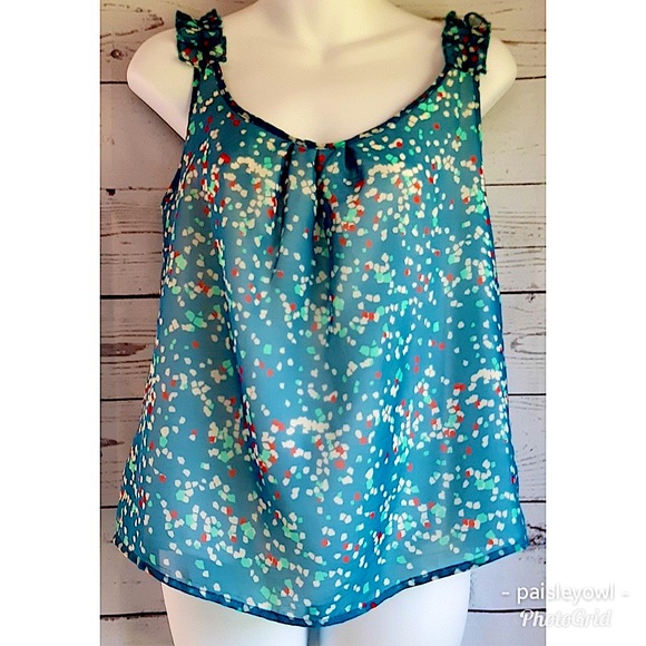 Anthropologie TULLE Tank Blouse Ruffle Strap - Picture 2 of 8